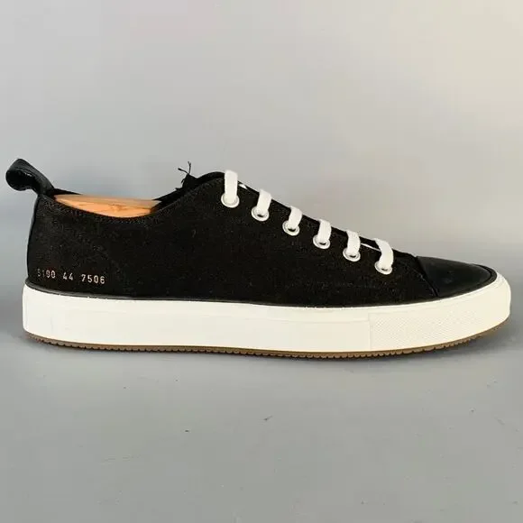 COMMON PROJECTS Size 11 Black White Canvas Lace-Up Sneakers